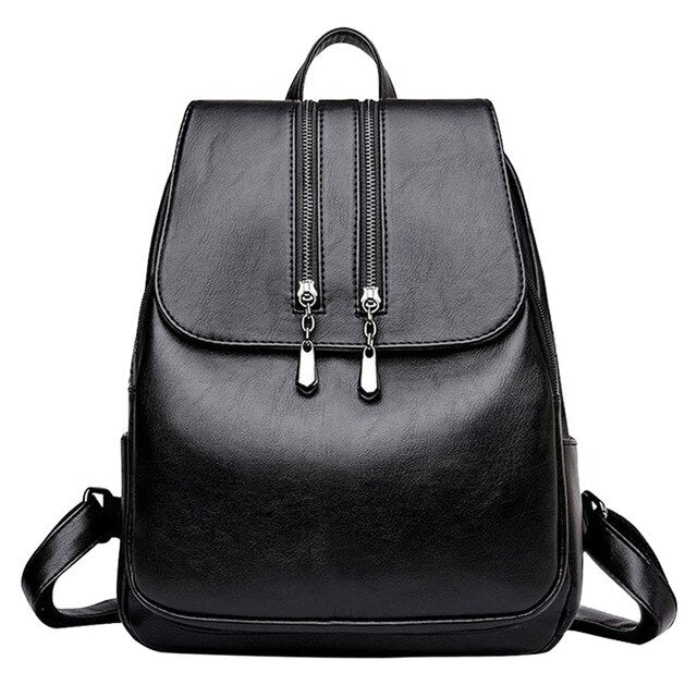 black leather look backpack women' Leather Women Backpack – Ethos Travel Supply