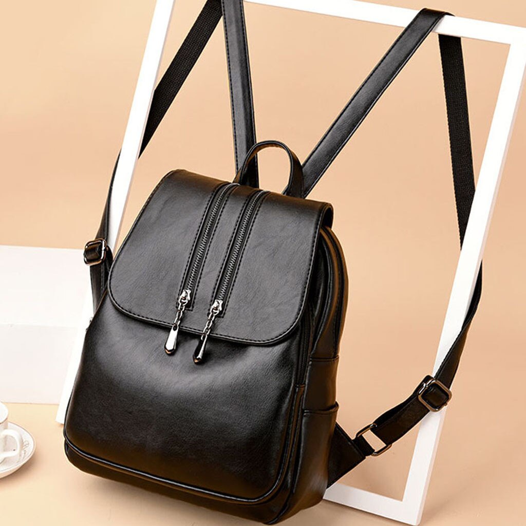 black leather look backpack women' Leather Women Backpack – Ethos Travel Supply